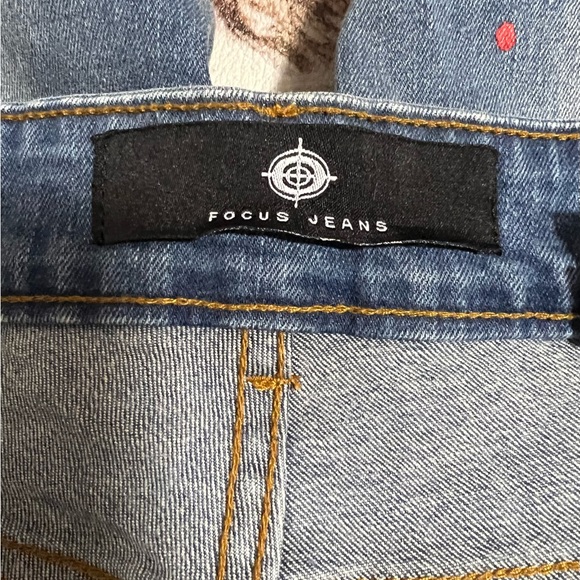 Focus Jeans Men’s Bandana Patches And Stripes Slim Fit Size 29x30 Distressed. - Picture 5 of 8